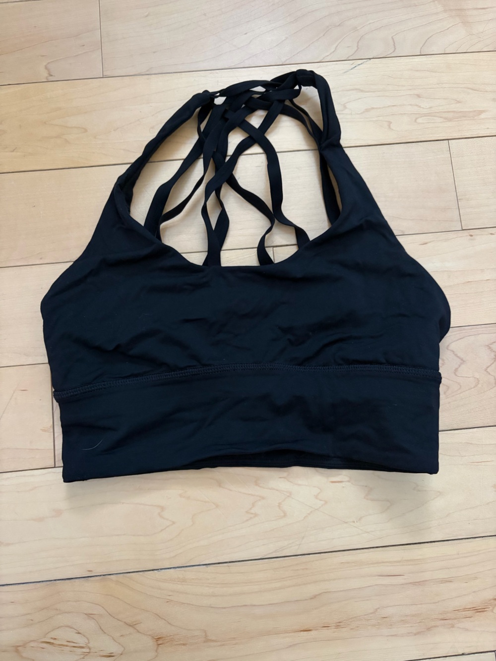Lululemon Black Longline Strappy Sports Bra Size 4